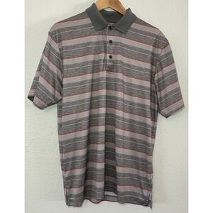 Grand Slam Striped Golf Polo Shirt Gray Red Short Sleeve Casual Large